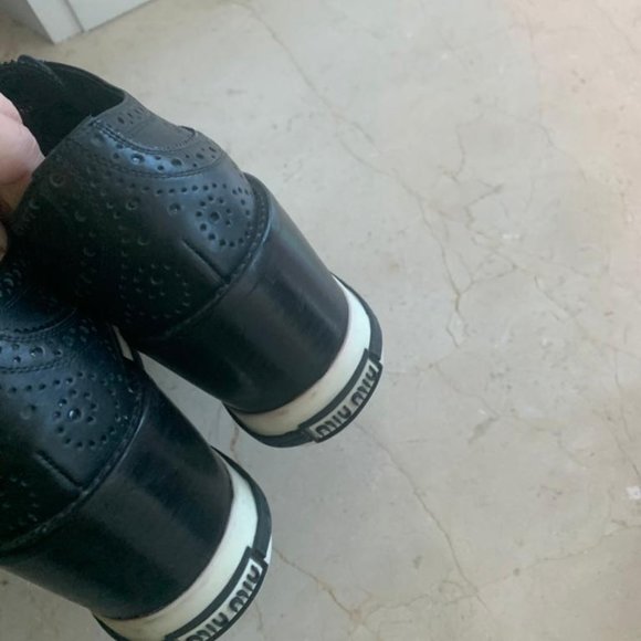 Miu Miu Black Leather wedge shoes - Picture 3 of 3